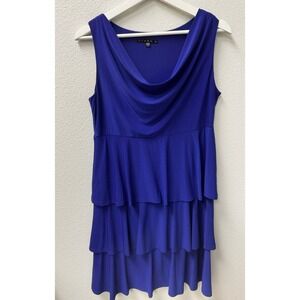 Tiana B. Women's Dress Size 6 Blue Sleeveless Tiered Ruffle Party Cocktail‎